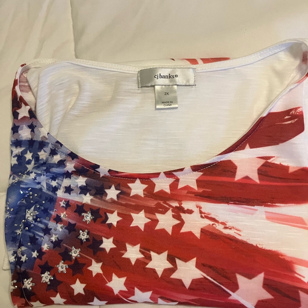 CJ Banks Women’s 2X Patriotic Tops Bundle (4) Star Flag Americana Plus Size - Picture 8 of 16